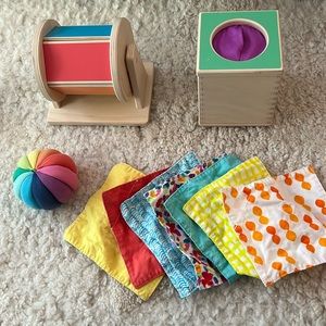 LOVEVERY Magic Tissue Box, Spinning Rainbow, Cotton Rainbow Ball